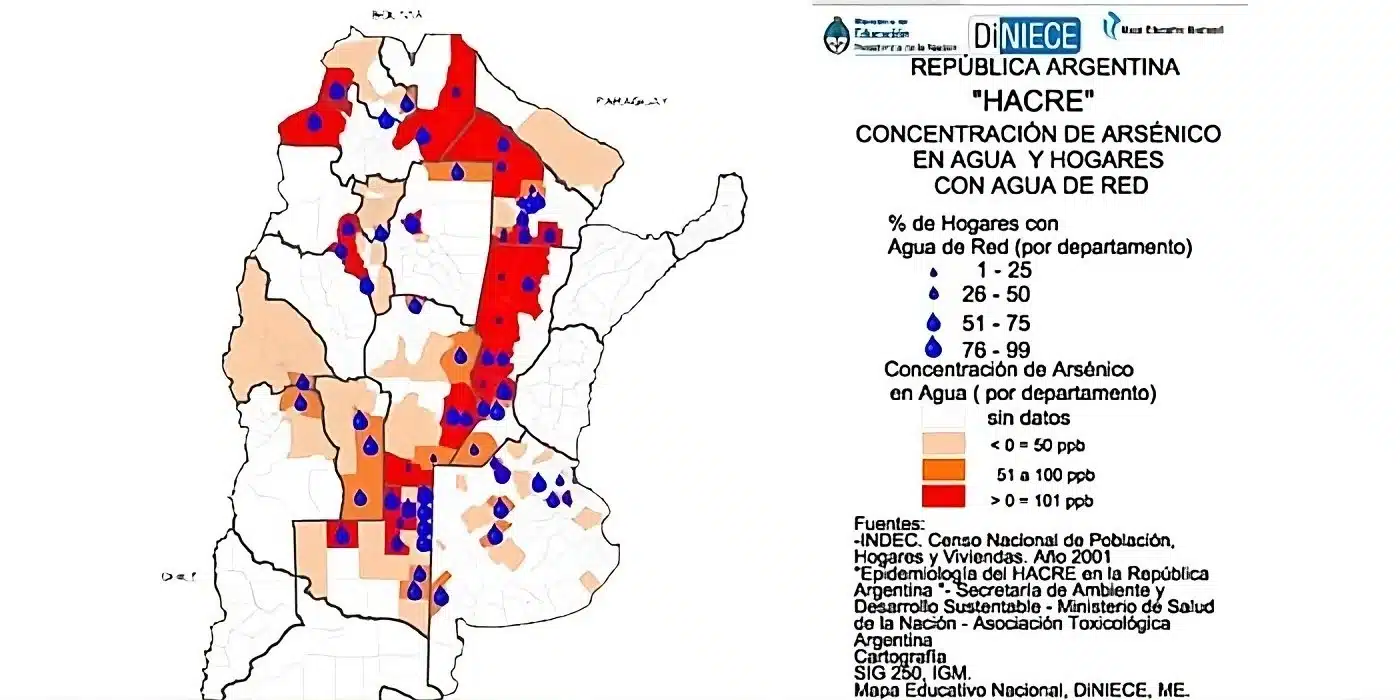 Mapa Arsénico en Argentina - Filtros sobre mesada para eliminar Arsénico